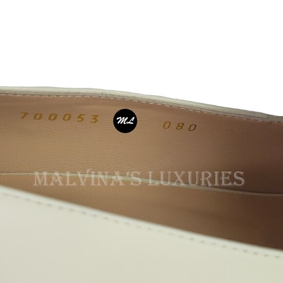 GUCCI SHOES BLONDIE WHITE LEATHER GOLDTONE G LOGO PUMPS sz 41 11 US - Picture 12 of 15
